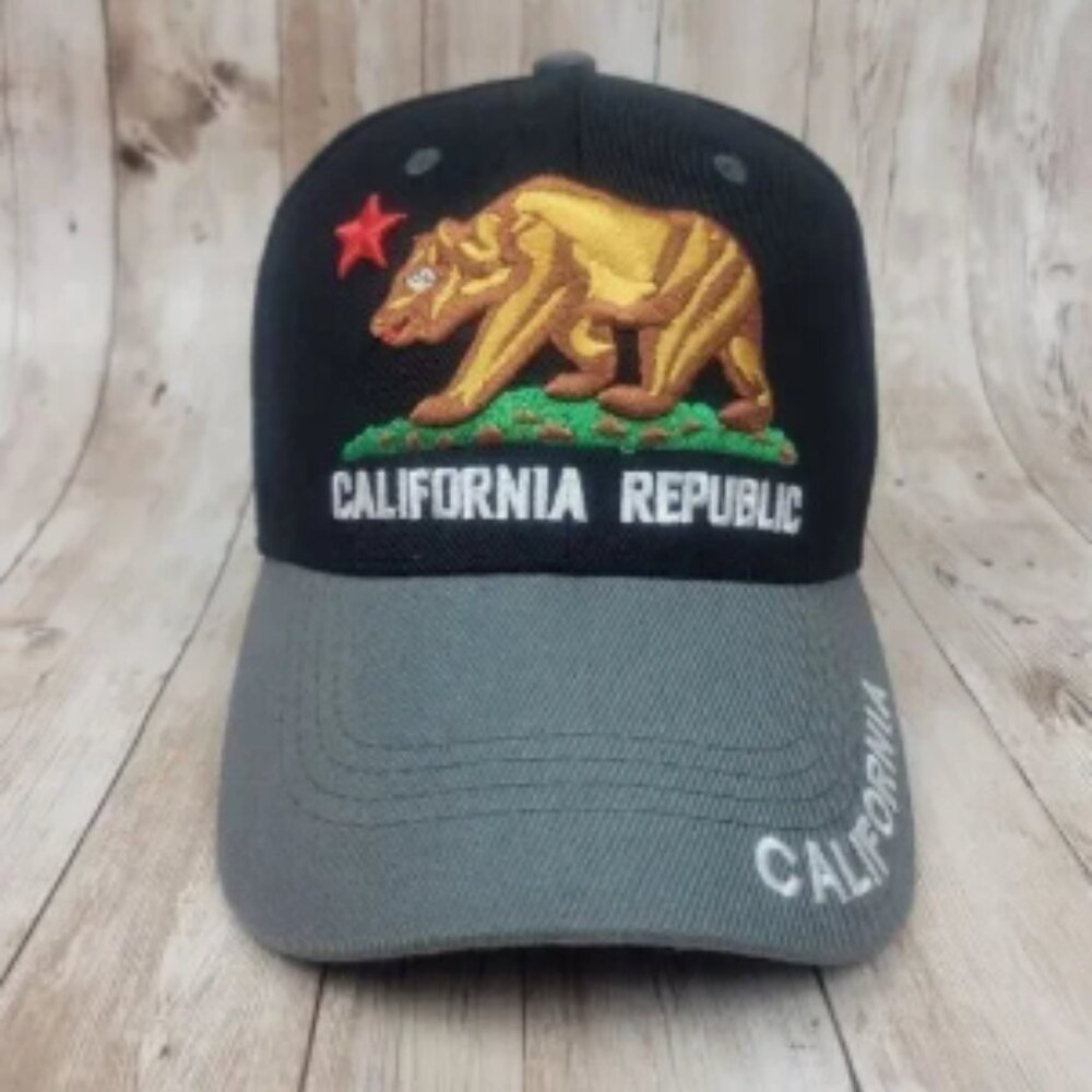 California Republic Adjustable Baseball Hat Black Gray